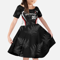 Custom New Zealand Silver Fern Softball Family Matching Off Shoulder Maxi Dress and Hawaiian Shirt Go Aotearoa LT14 Daughter's Dress Black - Polynesian Pride