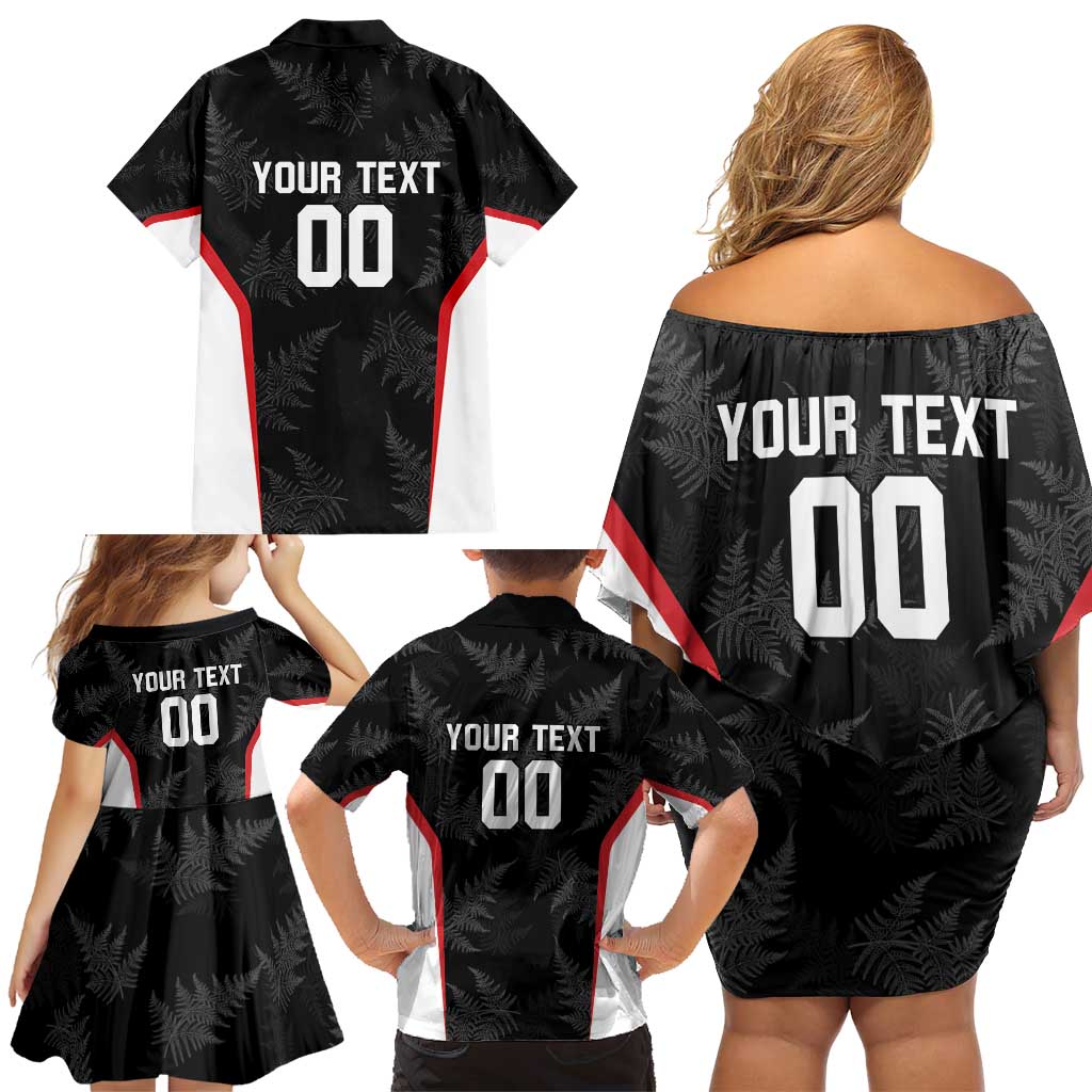Custom New Zealand Silver Fern Softball Family Matching Off Shoulder Short Dress and Hawaiian Shirt Go Aotearoa LT14 - Polynesian Pride