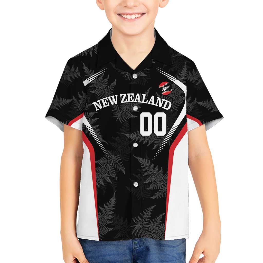 Custom New Zealand Silver Fern Softball Family Matching Off Shoulder Short Dress and Hawaiian Shirt Go Aotearoa LT14 Son's Shirt Black - Polynesian Pride