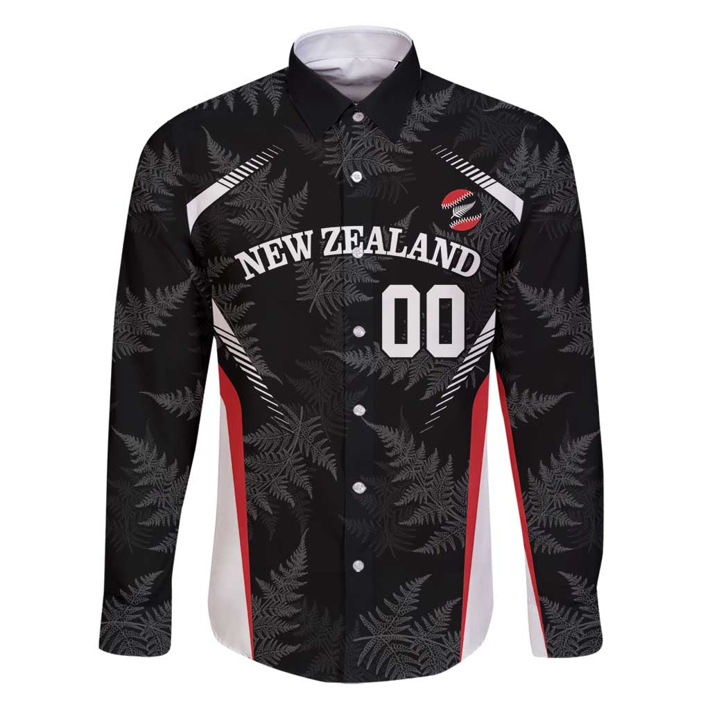 Custom New Zealand Silver Fern Softball Family Matching Puletasi and Hawaiian Shirt Go Aotearoa LT14 Dad's Shirt - Long Sleeve Black - Polynesian Pride