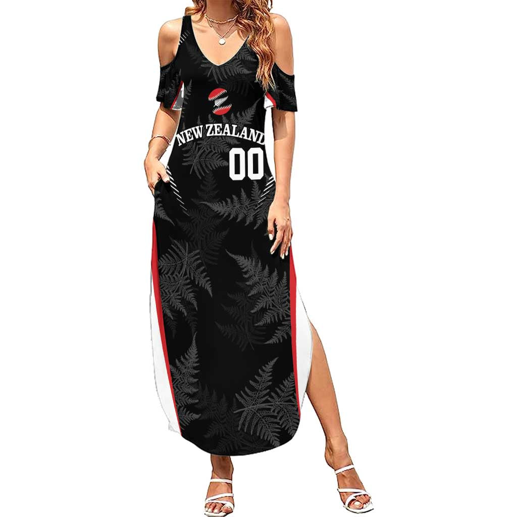 Custom New Zealand Silver Fern Softball Family Matching Summer Maxi Dress and Hawaiian Shirt Go Aotearoa LT14 Mom's Dress Black - Polynesian Pride
