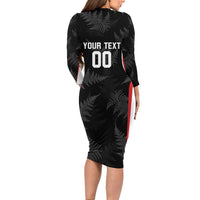 Custom New Zealand Silver Fern Softball Long Sleeve Bodycon Dress Go Aotearoa LT14 - Polynesian Pride