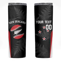 Personalised New Zealand Silver Fern Softball Skinny Tumbler Go Aotearoa LT14 Black - Polynesian Pride