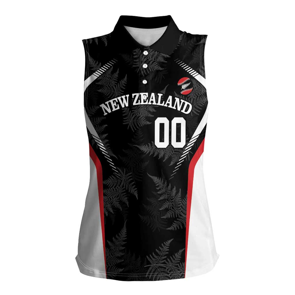 Custom New Zealand Silver Fern Softball Women Sleeveless Polo Shirt Go Aotearoa LT14 Female Black - Polynesian Pride