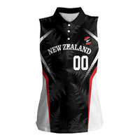 Custom New Zealand Silver Fern Softball Women Sleeveless Polo Shirt Go Aotearoa LT14 Female Black - Polynesian Pride