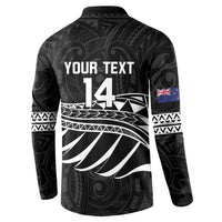 Custom Aotearoa Ice Hockey Button Sweatshirt NZ Tiki Mascot - Maori Pattern