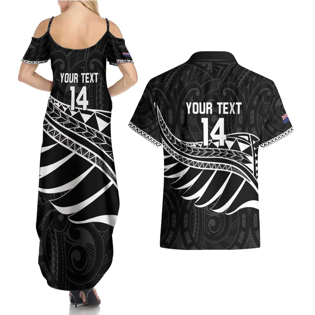 Custom Aotearoa Ice Hockey Couples Matching Summer Maxi Dress and Hawaiian Shirt NZ Tiki Mascot - Maori Pattern LT14 - Polynesian Pride