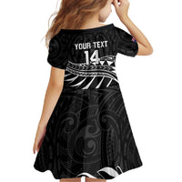 Custom Aotearoa Ice Hockey Family Matching Long Sleeve Bodycon Dress and Hawaiian Shirt NZ Tiki Mascot - Maori Pattern LT14 - Polynesian Pride