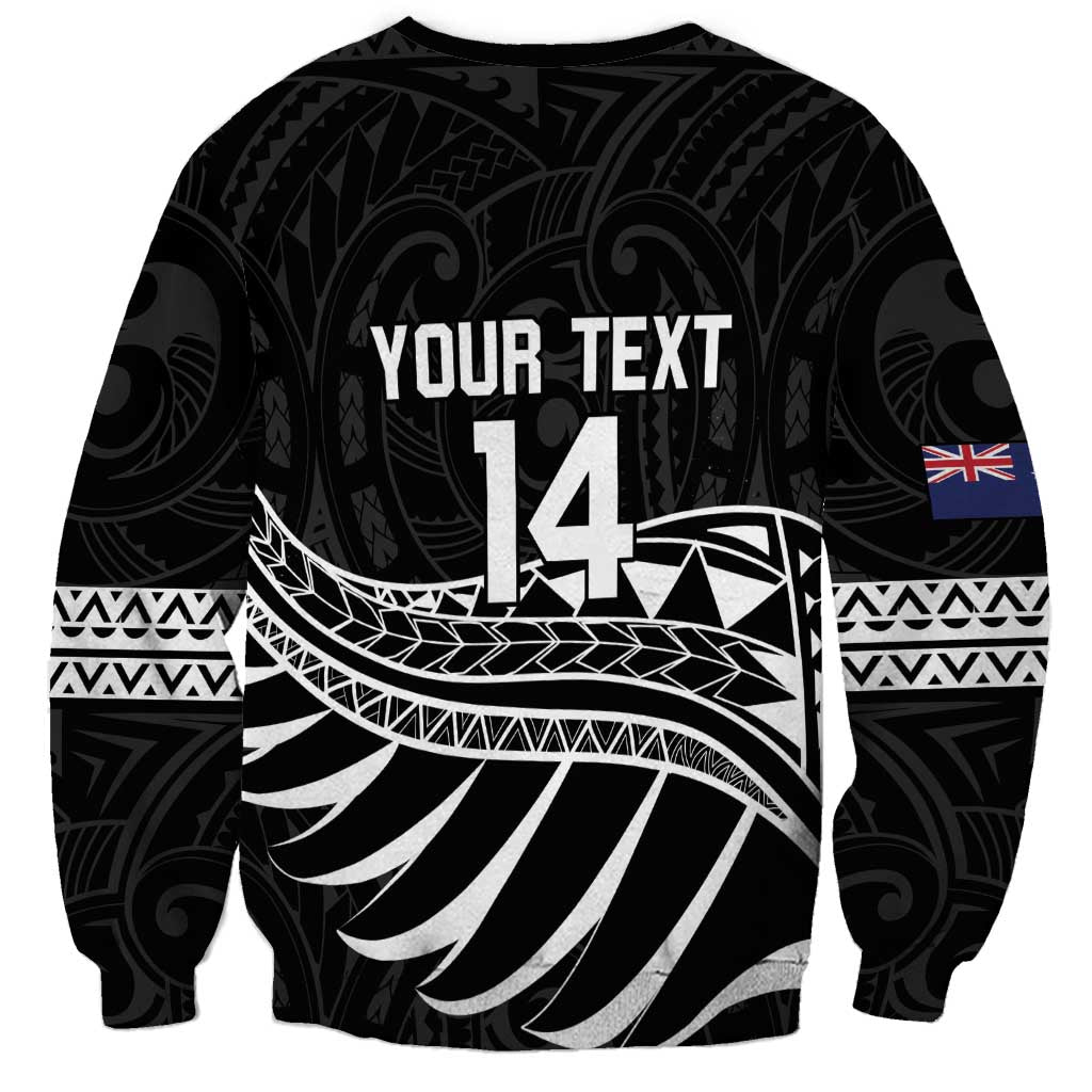 Custom Aotearoa Ice Hockey Sweatshirt NZ Tiki Mascot - Maori Pattern