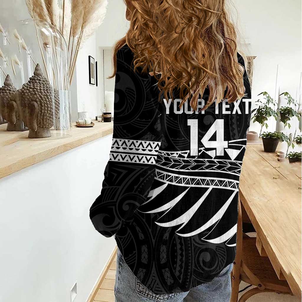 Custom Aotearoa Ice Hockey Women Casual Shirt NZ Tiki Mascot - Maori Pattern
