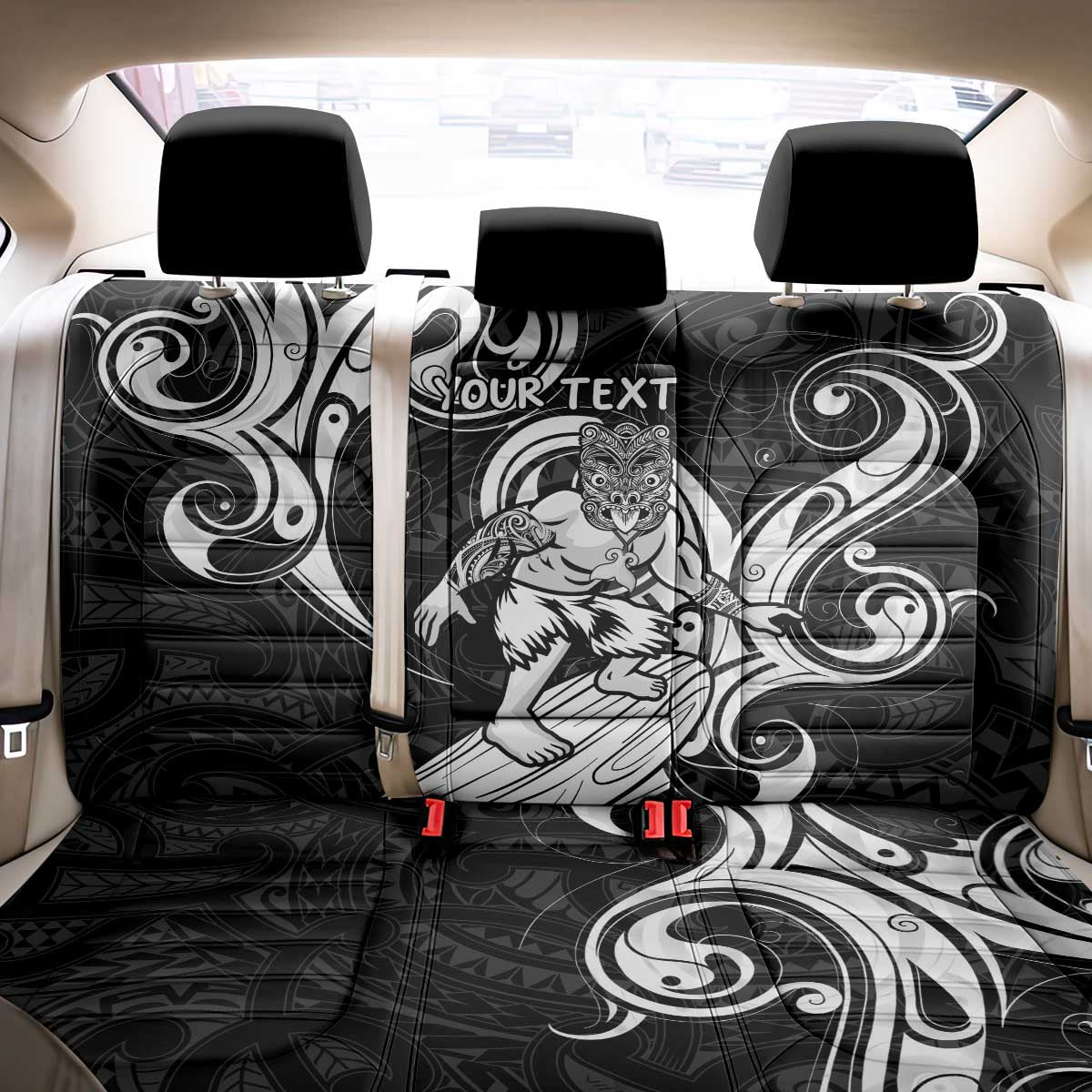 Personalised New Zealand Surfing Back Car Seat Cover Aotearoa Maori Tiki Haka LT14 - Polynesian Pride