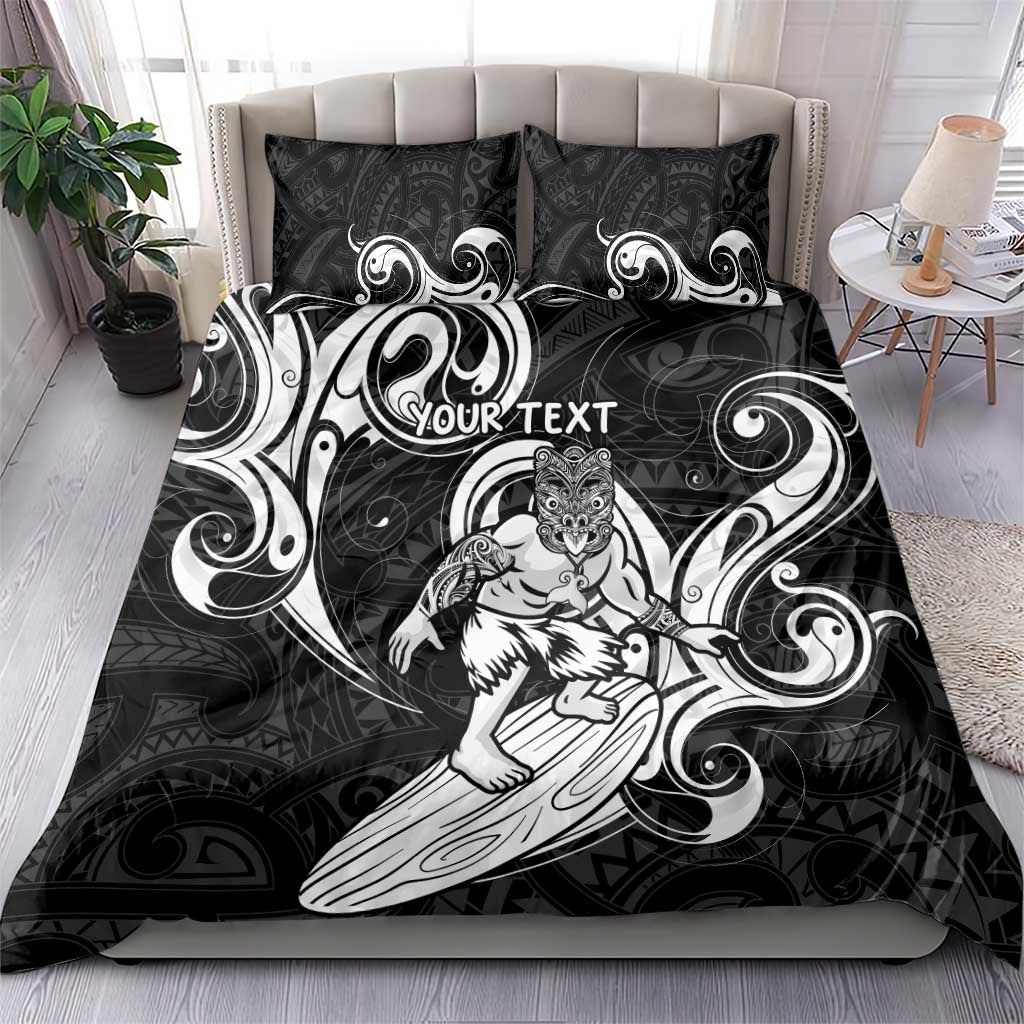 Personalised New Zealand Surfing Bedding Set Aotearoa Maori Tiki Haka