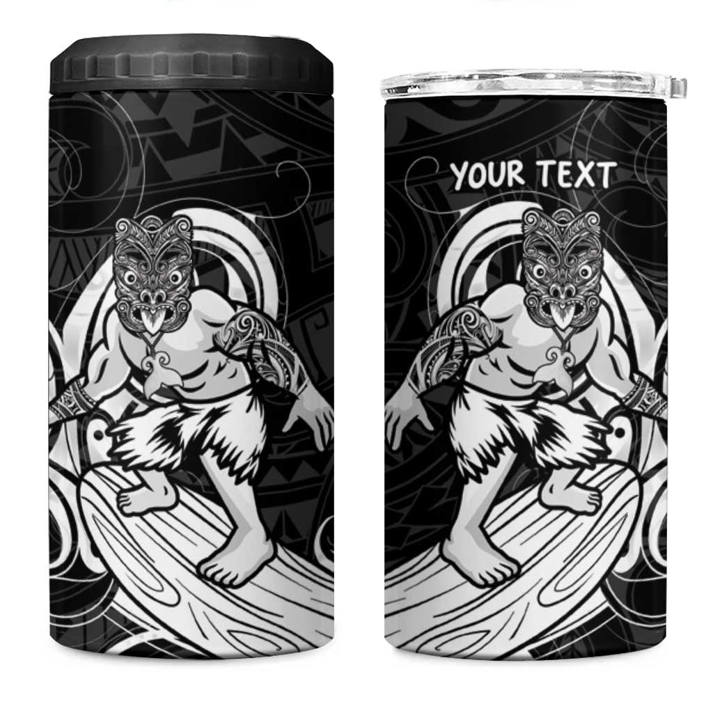 Personalised New Zealand Surfing 4 in 1 Can Cooler Tumbler Aotearoa Maori Tiki Haka LT14 One Size: 16 oz Black - Polynesian Pride