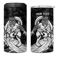 Personalised New Zealand Surfing 4 in 1 Can Cooler Tumbler Aotearoa Maori Tiki Haka LT14 One Size: 16 oz Black - Polynesian Pride