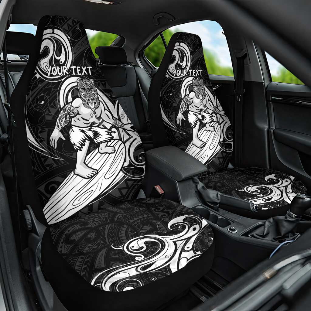 Personalised New Zealand Surfing Car Seat Cover Aotearoa Maori Tiki Haka LT14 One Size Black - Polynesian Pride