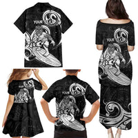 Personalised New Zealand Surfing Family Matching Puletasi and Hawaiian Shirt Aotearoa Maori Tiki Haka LT14 - Polynesian Pride