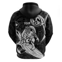 Personalised New Zealand Surfing Hoodie Aotearoa Maori Tiki Haka LT14 - Polynesian Pride