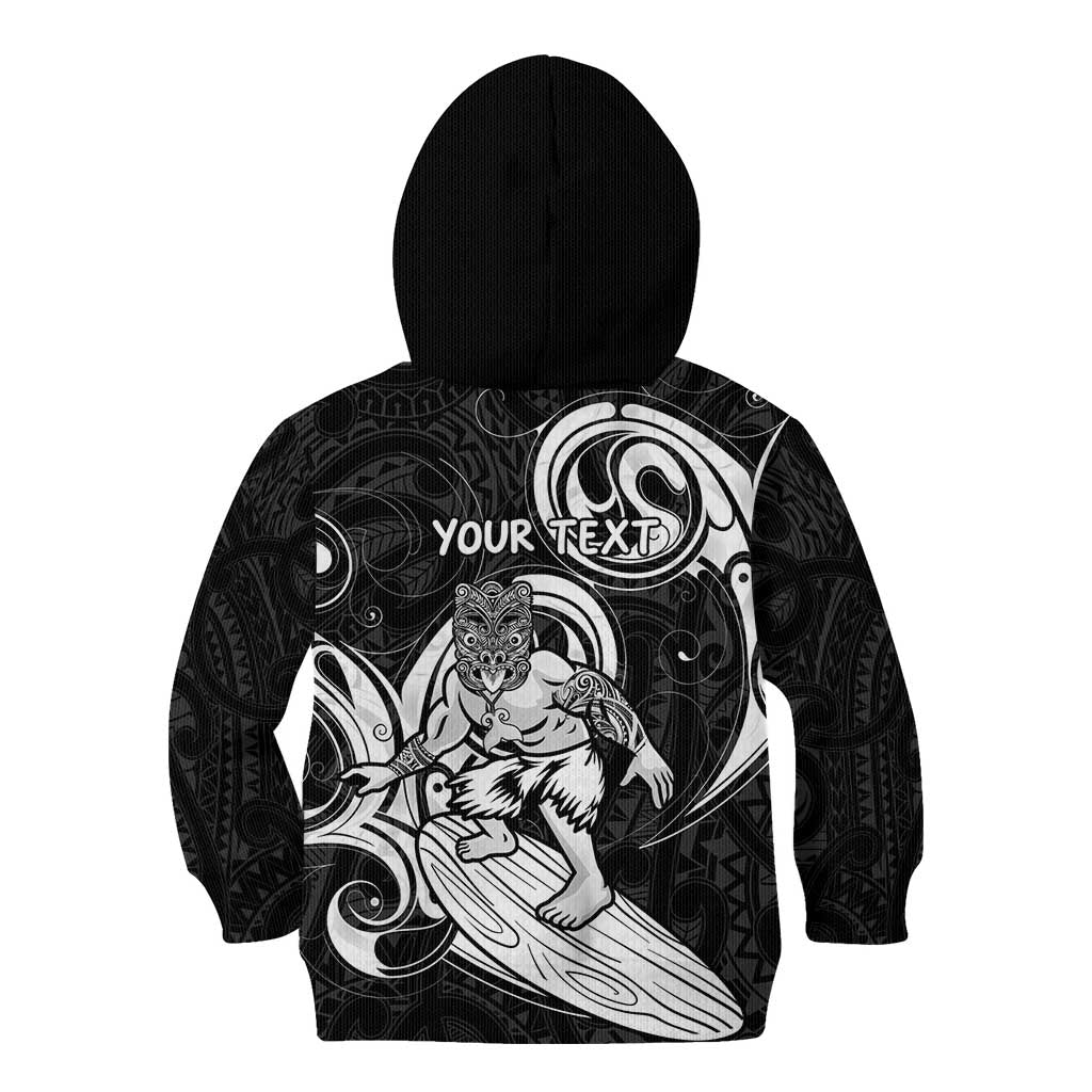 Personalised New Zealand Surfing Kid Hoodie Aotearoa Maori Tiki Haka LT14 - Polynesian Pride