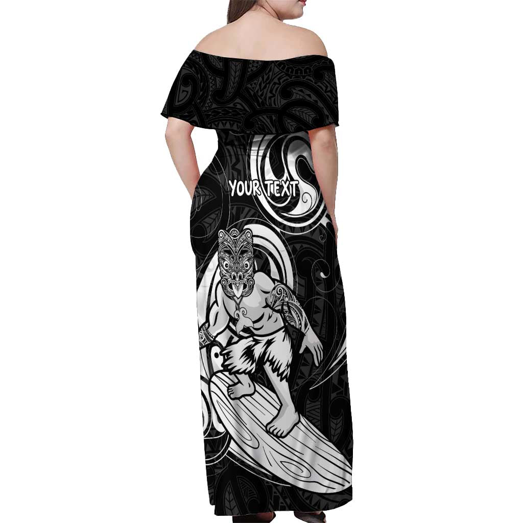 Personalised New Zealand Surfing Off Shoulder Maxi Dress Aotearoa Maori Tiki Haka LT14 - Polynesian Pride