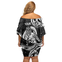 Personalised New Zealand Surfing Off Shoulder Short Dress Aotearoa Maori Tiki Haka LT14 - Polynesian Pride