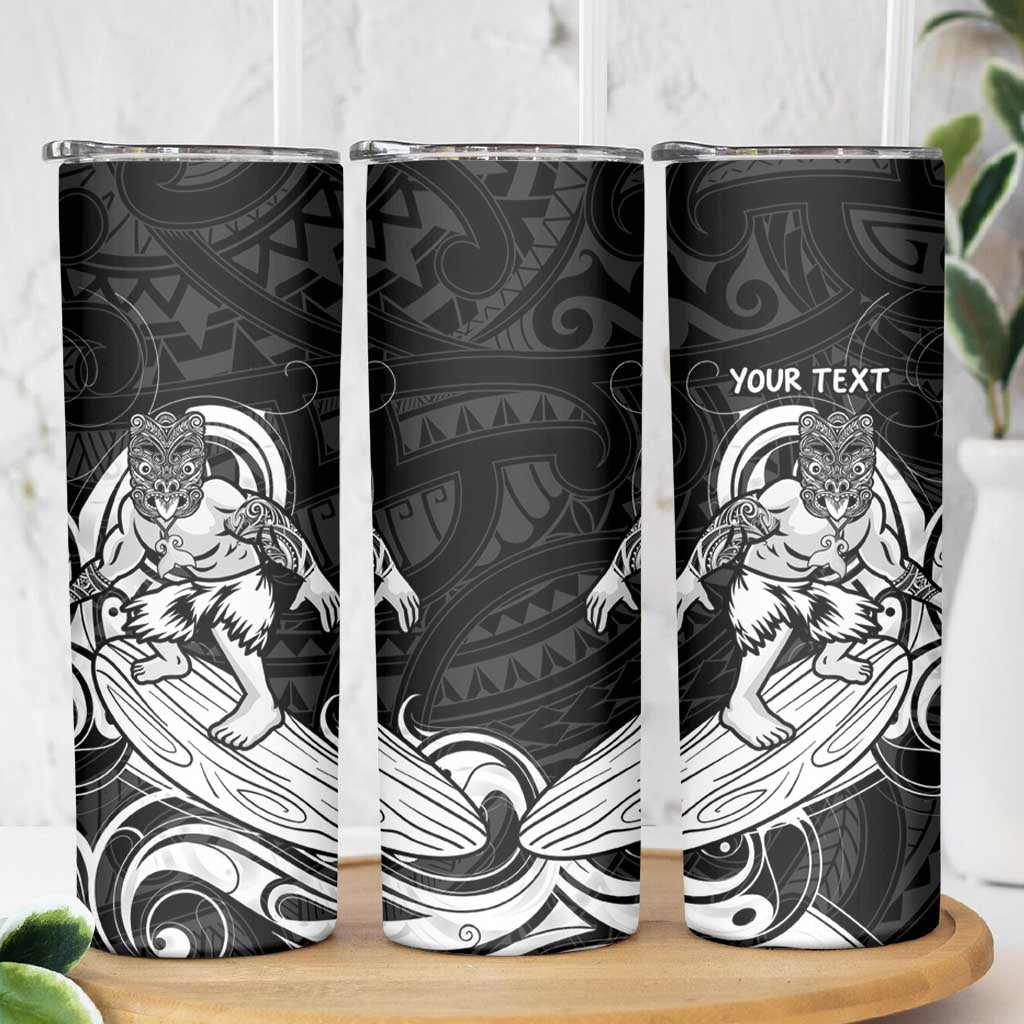 Personalised New Zealand Surfing Skinny Tumbler Aotearoa Maori Tiki Haka LT14 - Polynesian Pride