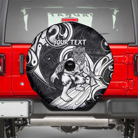 Personalised New Zealand Surfing Spare Tire Cover Aotearoa Maori Tiki Haka LT14 - Polynesian Pride