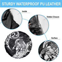 Personalised New Zealand Surfing Spare Tire Cover Aotearoa Maori Tiki Haka LT14 - Polynesian Pride