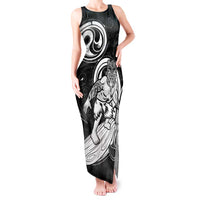 Personalised New Zealand Surfing Tank Maxi Dress Aotearoa Maori Tiki Haka LT14 Women Black - Polynesian Pride