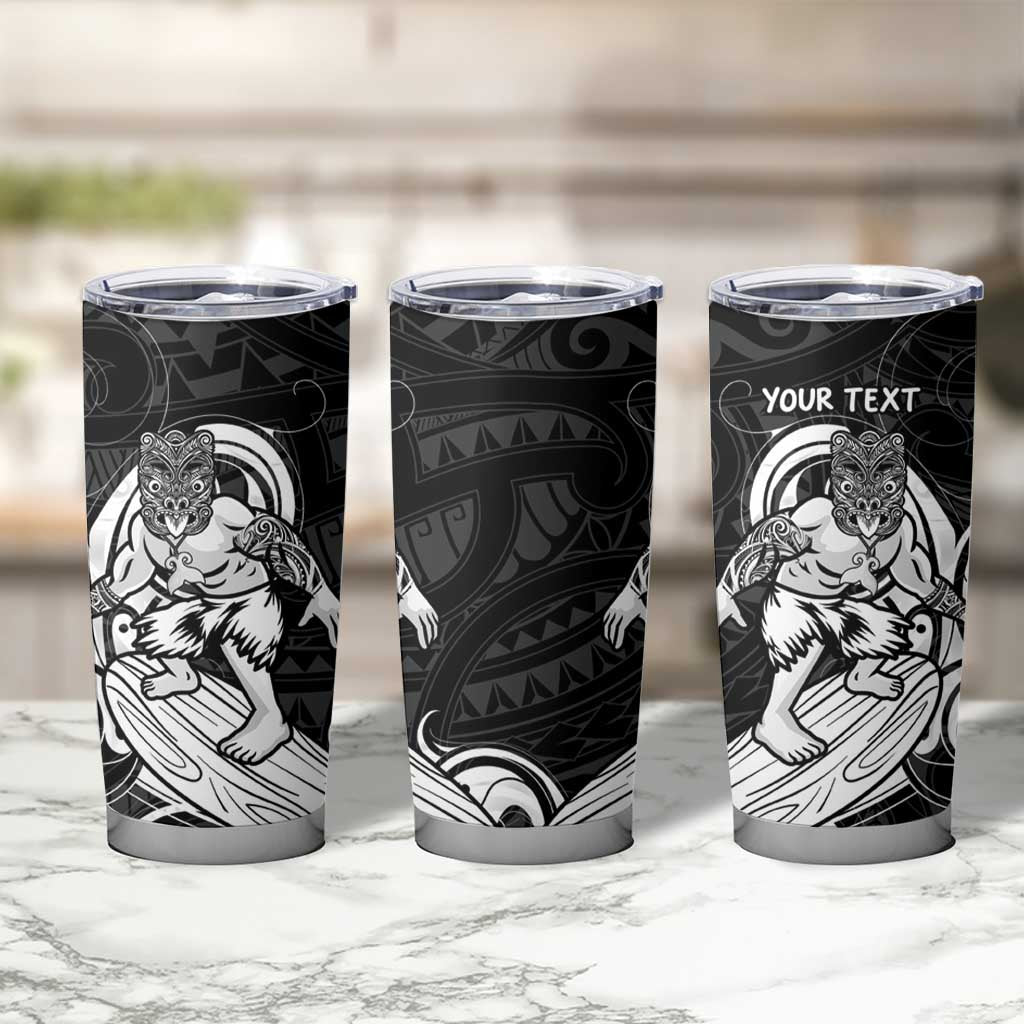 Personalised New Zealand Surfing Tumbler Cup Aotearoa Maori Tiki Haka LT14 - Polynesian Pride