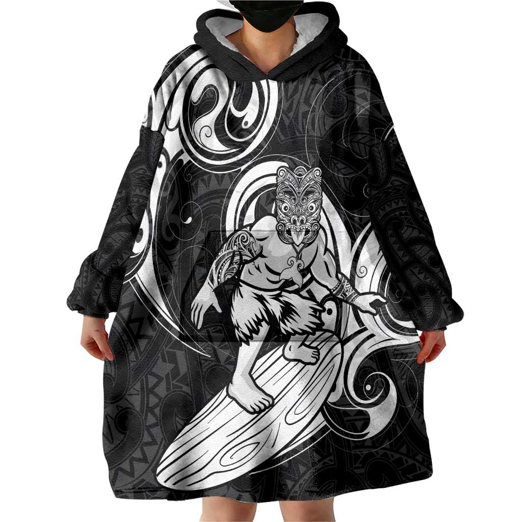 Personalised New Zealand Surfing Wearable Blanket Hoodie Aotearoa Maori Tiki Haka LT14 - Polynesian Pride