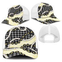 Black Palaka Hawaii Baseball Net Cap Kukui Nut Pikake Lei Hawaiian Tapa Pattern - Polynesian Pride