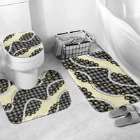 Black Palaka Hawaii Bathroom Set Kukui Nut Pikake Lei Hawaiian Tapa Pattern LT14 Mat Set Only (3 pcs) One Size Black - Polynesian Pride