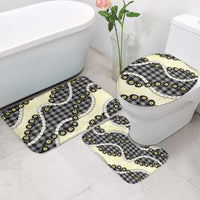 Black Palaka Hawaii Bathroom Set Kukui Nut Pikake Lei Hawaiian Tapa Pattern LT14 - Polynesian Pride