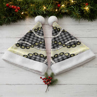 Black Palaka Hawaii Christmas Santa Hat Kukui Nut Pikake Lei Hawaiian Tapa Pattern - Polynesian Pride