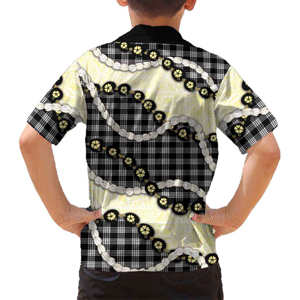 Black Palaka Hawaii Family Matching Mermaid Dress and Hawaiian Shirt Kukui Nut Pikake Lei Hawaiian Tapa Pattern LT14 - Polynesian Pride