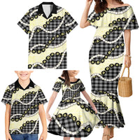 Black Palaka Hawaii Family Matching Mermaid Dress and Hawaiian Shirt Kukui Nut Pikake Lei Hawaiian Tapa Pattern LT14 - Polynesian Pride