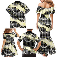 Black Palaka Hawaii Family Matching Mermaid Dress and Hawaiian Shirt Kukui Nut Pikake Lei Hawaiian Tapa Pattern LT14 - Polynesian Pride