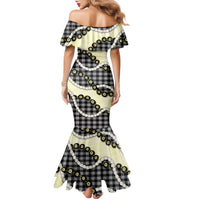 Black Palaka Hawaii Family Matching Mermaid Dress and Hawaiian Shirt Kukui Nut Pikake Lei Hawaiian Tapa Pattern LT14 - Polynesian Pride
