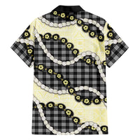 Black Palaka Hawaii Family Matching Off Shoulder Maxi Dress and Hawaiian Shirt Kukui Nut Pikake Lei Hawaiian Tapa Pattern LT14 - Polynesian Pride
