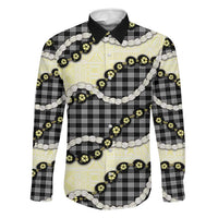 Black Palaka Hawaii Family Matching Short Sleeve Bodycon Dress and Hawaiian Shirt Kukui Nut Pikake Lei Hawaiian Tapa Pattern LT14 Dad's Shirt - Long Sleeve Black - Polynesian Pride