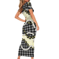 Black Palaka Hawaii Family Matching Short Sleeve Bodycon Dress and Hawaiian Shirt Kukui Nut Pikake Lei Hawaiian Tapa Pattern LT14 - Polynesian Pride