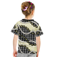 Black Palaka Hawaii Kid T Shirt Kukui Nut Pikake Lei Hawaiian Tapa Pattern - Polynesian Pride