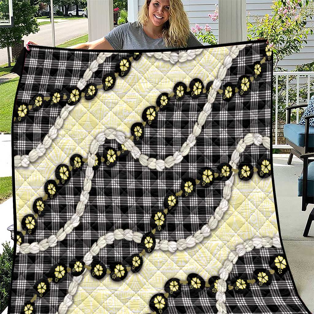 Black Palaka Hawaii Quilt Kukui Nut Pikake Lei Hawaiian Tapa Pattern LT14 Black - Polynesian Pride