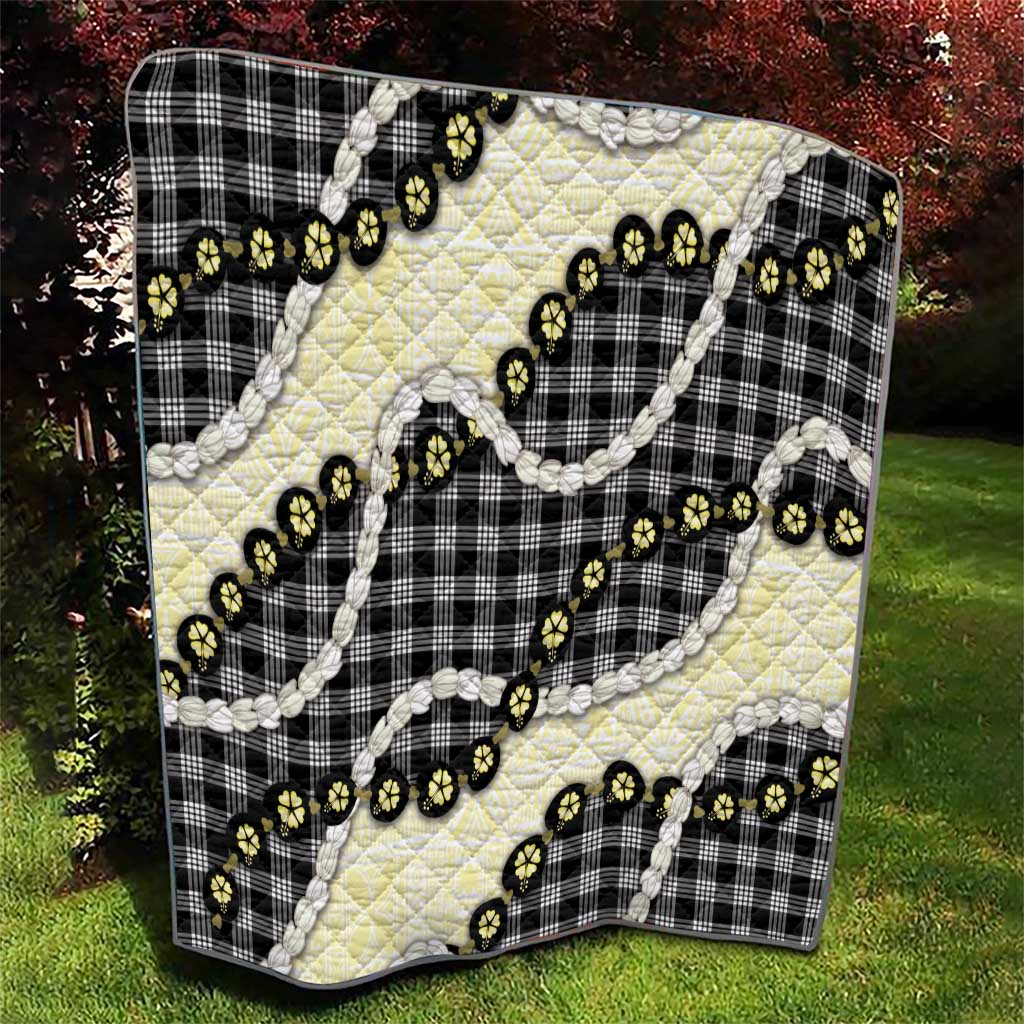 Black Palaka Hawaii Quilt Kukui Nut Pikake Lei Hawaiian Tapa Pattern LT14 - Polynesian Pride