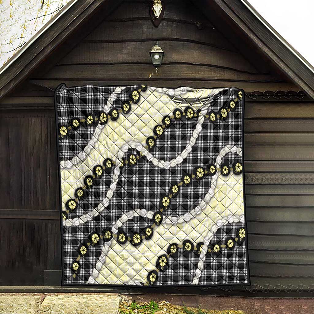 Black Palaka Hawaii Quilt Kukui Nut Pikake Lei Hawaiian Tapa Pattern LT14 - Polynesian Pride