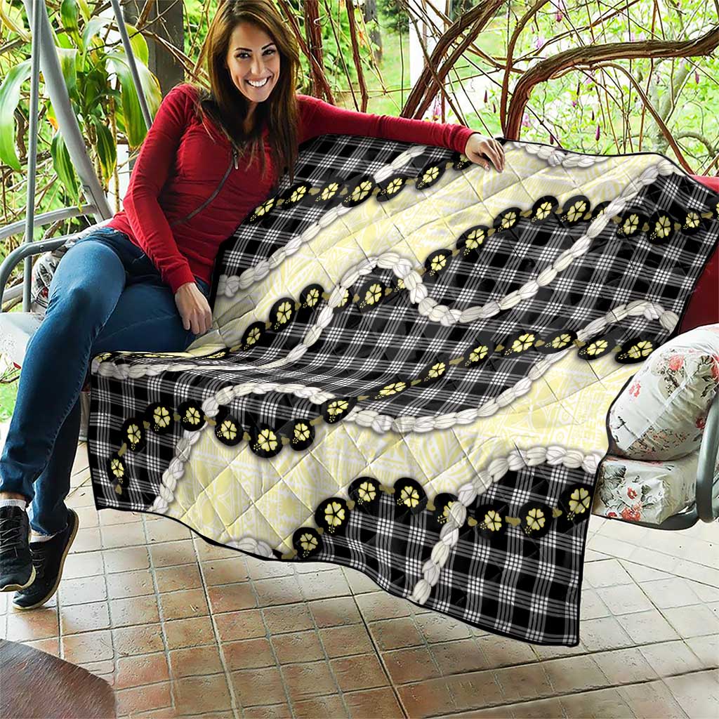 Black Palaka Hawaii Quilt Kukui Nut Pikake Lei Hawaiian Tapa Pattern LT14 - Polynesian Pride