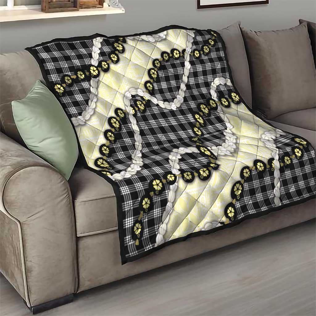 Black Palaka Hawaii Quilt Kukui Nut Pikake Lei Hawaiian Tapa Pattern LT14 - Polynesian Pride