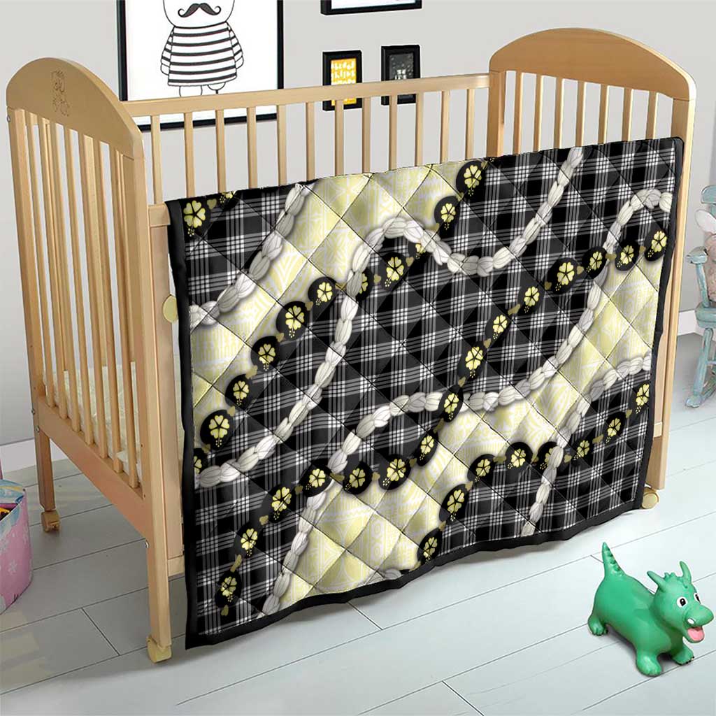 Black Palaka Hawaii Quilt Kukui Nut Pikake Lei Hawaiian Tapa Pattern LT14 - Polynesian Pride