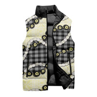 Black Palaka Hawaii Sleeveless Puffer Jacket Kukui Nut Pikake Lei Hawaiian Tapa Pattern LT14 - Polynesian Pride