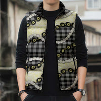 Black Palaka Hawaii Sleeveless Puffer Jacket Kukui Nut Pikake Lei Hawaiian Tapa Pattern LT14 - Polynesian Pride